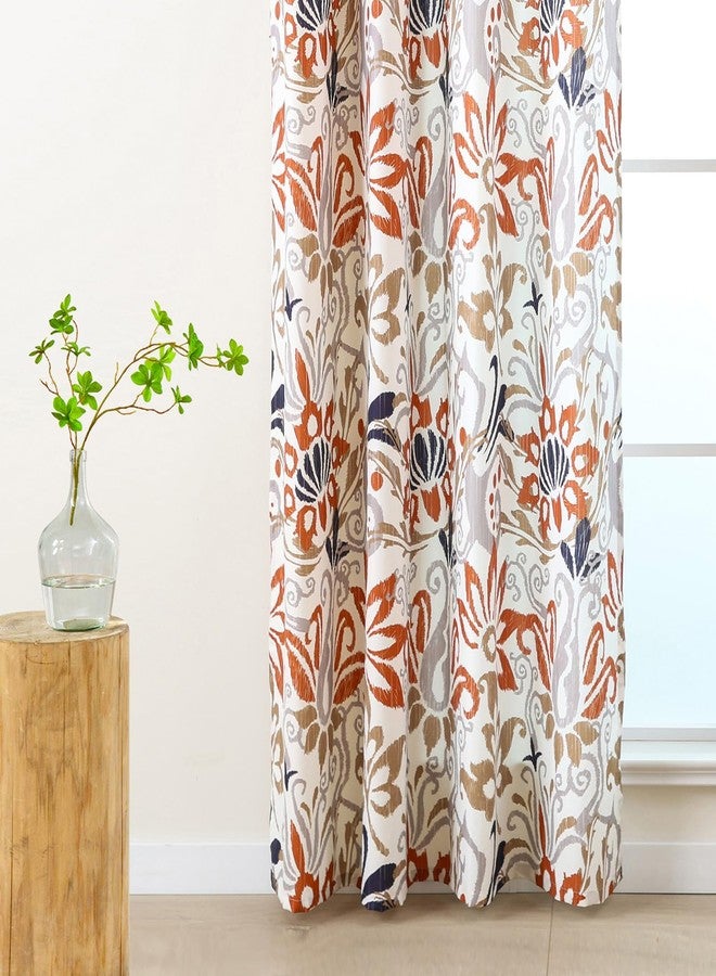 L.Z.E Privacy Boho Curtains 84 Inches Long 2 Panels Set Orange Brown Light Filtering Non-See-Through Curtains & Drapes for Living Room Bedroom Nursery Grommet Top Botanical & Floral Pattern - Image 2